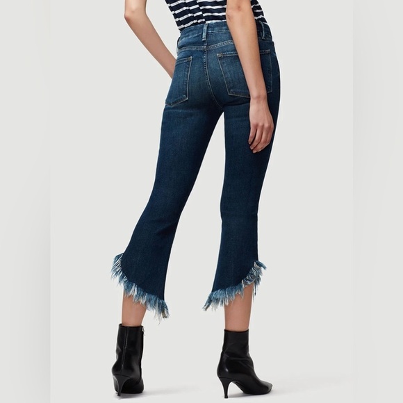 Frame Le Crop Mini Boot Cut Shredded Raw Hem Jeans Bayberry - Picture 3 of 10